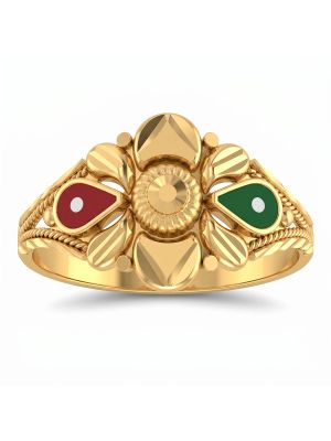 Heritage Flower Shield Gold Ring-hover