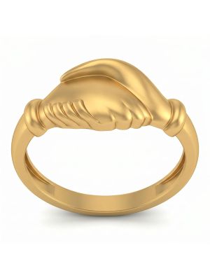 Unity Handshake Casting Gold Ring-hover
