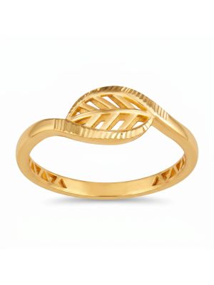 Women's Leaf Signet Gold Casting Ring-hover