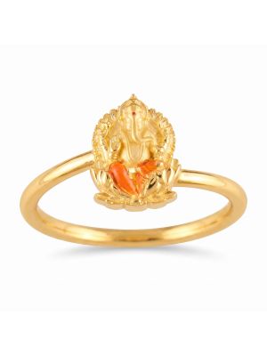 Auspicious Vinayagar Casting Gold Ring-hover