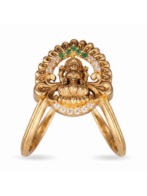 Lakshmi Lotus Throne Gold Ring-hover