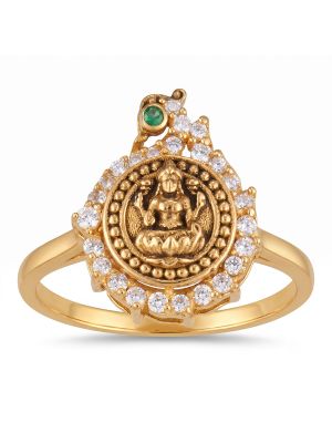 Goddess Lakshmi Stones Gold Ring-hover