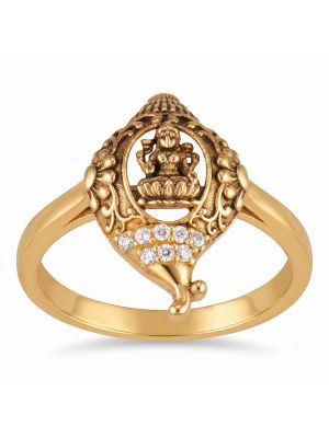 Goddess Lakshmi Graceful Gold Ring-hover