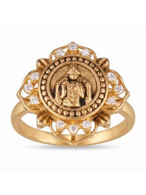 Temple Coin Lakshmi Lotus Gold Ring-hover