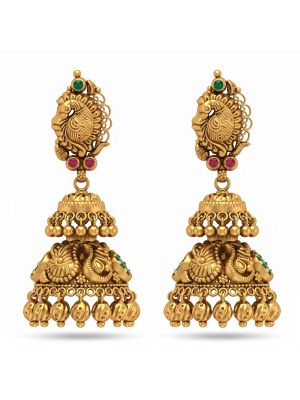 Antique Mayil Jimikki Kammal Gold Earrings-hover