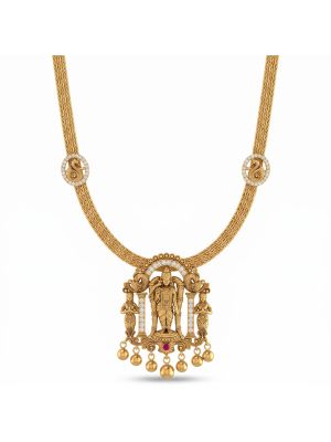 Sacred Meenakshi Temple Arch Gold Necklace-hover