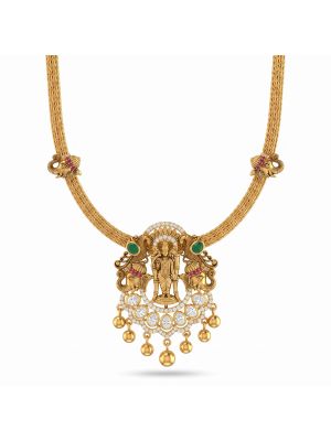 Meenakshi Motif Drops Gold Necklace-hover