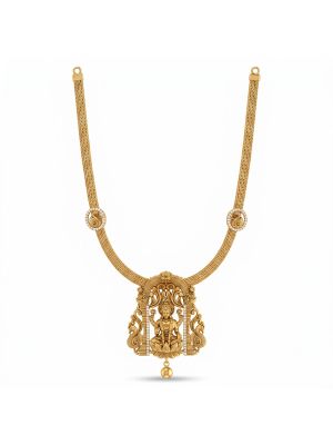 Royal Mayura Lakshmi Temple Gold Rope Necklace-hover