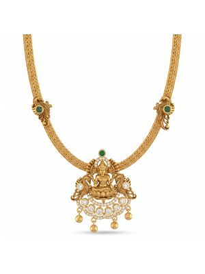 Sacred Lakshmi Emerald Gold Rope Necklace-hover