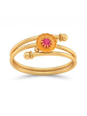 Celestial Sapphire Floral Coiled Gold Ring-hover