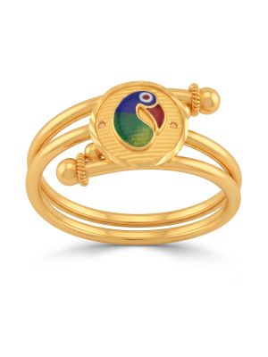 Modern Spiral Enamel Accent Gold Ring-hover