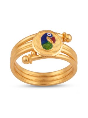 Imperial Peacock Motif Gold Ring-hover