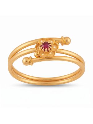 Starburst Floral Coiled Gold Ring-hover