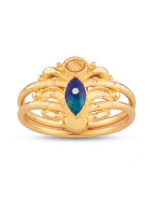 Modern Paisley Enamel Gold Ring-hover