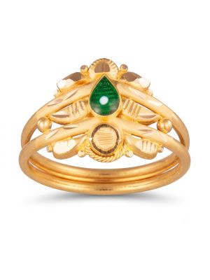 Royal Emerald Teardrop Enamel Gold Ring-hover