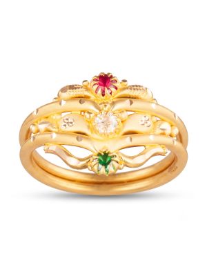 Harmony Solitaire Stacked Gold Ring-hover