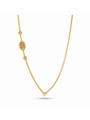 Floral Lakshmi Mugappu Antique Gold Chain-hover