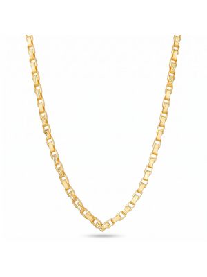 Classic Laser Cut Textured Link Gold Chain-hover