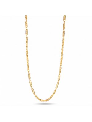 Slender Cylindrical Laser Cut Gold Chain-hover