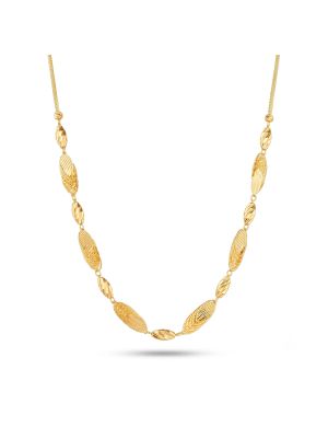 Textured Mesh Oval Bead Gold Chain-hover