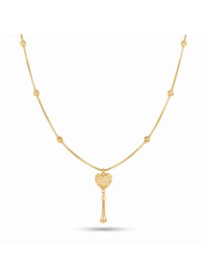 Striated Heart Tassel Gold Chain-hover