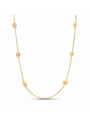 Textured Sunburst Circular Medallion Gold Chain-hover