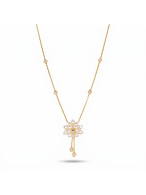 Floral Stone Studded Lotus Gold Chain-hover