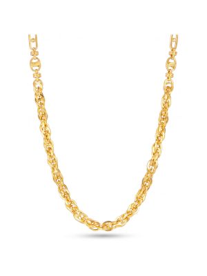 Laser Cut Woven Rope Link Gold Chain-hover