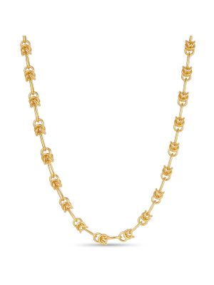Laser Cut Tapered Leaf Link Gold Chain-hover