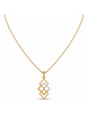Interlocking Square Gold Pendant Chain-hover