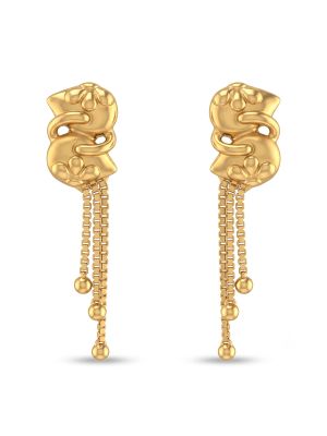 Lotus Tassel Gold Casting Stud Earrings-hover
