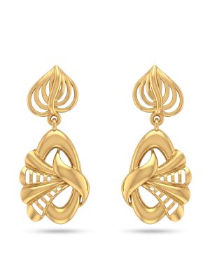 Leaf Scroll Casting Gold Drop Earrings-hover