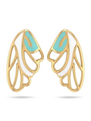 Sapphire Wing Casting Gold Stud Earrings-hover