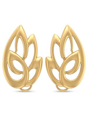 Flame Lotus Casting Gold Stud Earrings-hover
