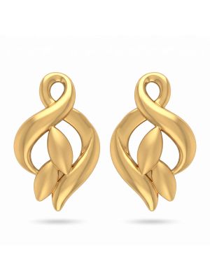 Twin Leaf Casting Gold Stud Earrings-hover