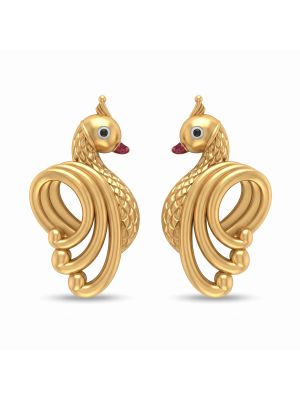 Celestial Peacock Casting Gold Stud Earrings-hover