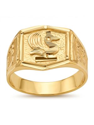 Textured Rooster Gold Ring-hover