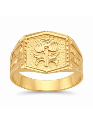Graceful Tree Signet Gold Ring-hover