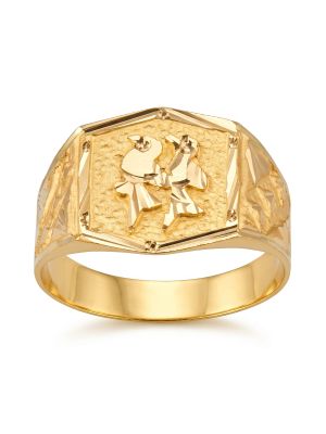 Sculpted Lovebirds Signet Gold Ring-hover