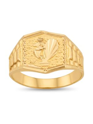 Modern Peacock Signet Gold Ring-hover