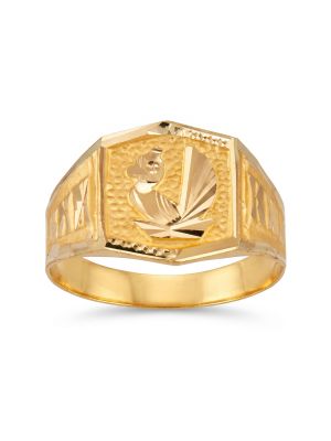 Royal Embossed Peacock Gold Ring-hover
