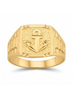 Anchor Signet Gold Ring-hover