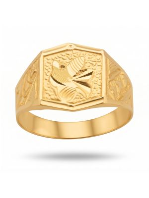 Petal Crest Gold Ring-hover