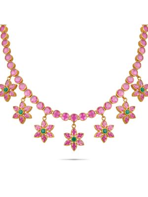 Gorgeous Floral Silver Necklace-hover