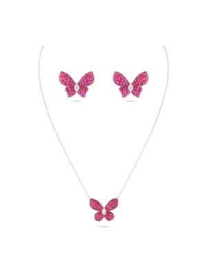 Attractive Butterfly Silver Pendant Set-hover