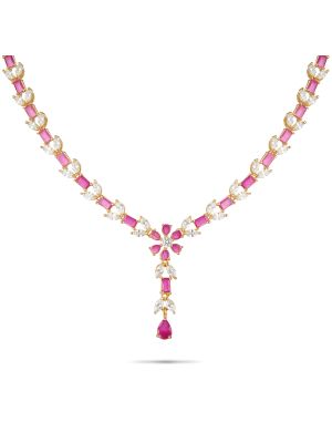 Gorgeous Silver Floral Necklace-hover