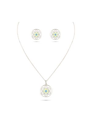 Elegant Silver Chain With Pendant Set-hover