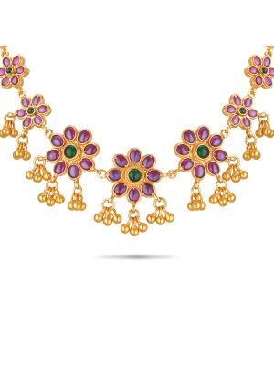Enchanting Floral Silver Necklace-hover