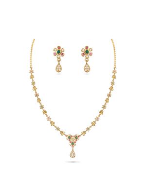 Enchanting Floral Silver Necklace Set-hover