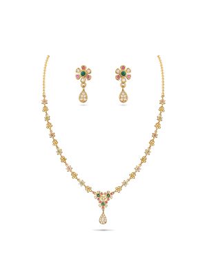 Enchanting Floral Silver Necklace Set-hover